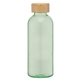 aerial view a green 555 strom - 22 oz rpet water bottle with bamboo lid, image 1 of 3