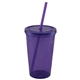 aerial view a translucent purple 20 oz custom core tumbler, image 1 of 2
