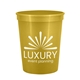 aerial view a metallic gold cups - on - the - go 16 oz stadium cup in metallic colors, image 1 of 2