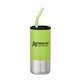 a lime green 18oz cup w / straw