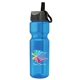 a transparent blue bottle & gray with black spout lid champion - 28 oz transparent bottle with ring straw lid and digital imprint