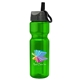 a transparent green bottle & gray with black spout lid champion - 28 oz transparent bottle with ring straw lid and digital imprint
