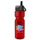 a transparent red bottle & gray with black spout lid champion - 28 oz transparent bottle with ring straw lid and digital imprint
