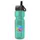 a transparent teal bottle & gray with black spout lid champion - 28 oz transparent bottle with ring straw lid and digital imprint