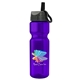 a transparent violet bottle & gray with black spout lid champion - 28 oz transparent bottle with ring straw lid and digital imprint