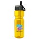 a transparent yellow bottle & gray with black spout lid champion - 28 oz transparent bottle with ring straw lid and digital imprint
