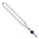 aerial view a royal blue 3/4 dye - sublimated lanyard with metal crimp retractable badge reel, image 1 of 2