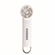 aerial view a white usb rechargeable handheld fan with clip, image 1 of 2