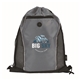 aerial view a grey (pms 2332c) eco - friendly rpet drawstring bag with mesh, image 1 of 3
