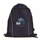 aerial view a navy blue (pms 296c) eco - friendly rpet drawstring bag with mesh, image 1 of 2