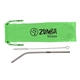 a kelly green pouch & silver straw curved metal straw kit with cleaning brush