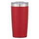 aerial view a red with silver accent/clear translucent lid 20 oz two - tone himalayan recycled tumbler, image 1 of 6