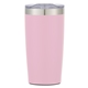 aerial view a pink with silver accent/clear translucent lid 20 oz two - tone himalayan recycled tumbler, image 1 of 6