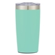 aerial view a teal with silver accent/clear translucent lid 20 oz two - tone himalayan recycled tumbler, image 1 of 6