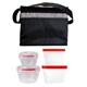 aerial view a red black graph nested bagged lunch set, image 1 of 2