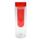 aerial view a red clear view 24 oz recycled bottle with infuser, image 1 of 2