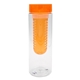 aerial view a orange clear view 24 oz recycled bottle with infuser, image 1 of 2