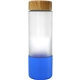 aerial view a blue bamboo pattern 22 oz frosted glass grip bottle, image 1 of 2