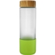 aerial view a green bamboo pattern 22 oz frosted glass grip bottle, image 1 of 2