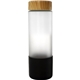 aerial view a black bamboo pattern 22 oz frosted glass grip bottle, image 1 of 2