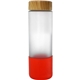 aerial view a red bamboo pattern 22 oz frosted glass grip bottle, image 1 of 2