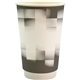 aerial view a gray 16 oz full color shaded checkers paper cup, image 1 of 2