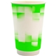 aerial view a lime green 16 oz full color shaded checkers paper cup, image 1 of 2