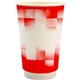 aerial view a red 16 oz full color shaded checkers paper cup, image 1 of 2