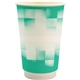 aerial view a teal 16 oz full color shaded checkers paper cup, image 1 of 2