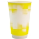 aerial view a yellow 16 oz full color shaded checkers paper cup, image 1 of 2