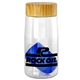 a blue bamboo pattern 18 oz recycled bottle with floating infuser
