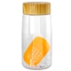 aerial view a orange bamboo pattern 18 oz recycled bottle with floating infuser, image 1 of 2
