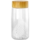 aerial view a clear bamboo pattern 18 oz recycled bottle with floating infuser, image 1 of 2