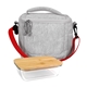 aerial view a red adventure cooler bamboo lunch set, image 1 of 2