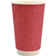 aerial view a red 16 oz full color ridge paper cup, image 1 of 2