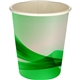 aerial view a green 5 oz full color groovy paper cup, image 1 of 2
