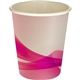 aerial view a pink 5 oz full color groovy paper cup, image 1 of 2