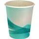 aerial view a teal 5 oz full color groovy paper cup, image 1 of 2