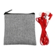 aerial view a red recycled ear bud set, image 1 of 2