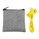 aerial view a yellow recycled ear bud set, image 1 of 2