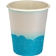 aerial view a blue 5 oz full color turbulent waves paper cup, image 1 of 2