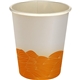 aerial view a orange 5 oz full color turbulent waves paper cup, image 1 of 2