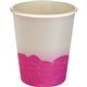 aerial view a pink 5 oz full color turbulent waves paper cup, image 1 of 2