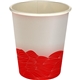 aerial view a red 5 oz full color turbulent waves paper cup, image 1 of 2