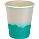 aerial view a teal 5 oz full color turbulent waves paper cup, image 1 of 2