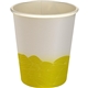 aerial view a yellow 5 oz full color turbulent waves paper cup, image 1 of 2