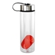 aerial view a red metal lanyard lid 24 oz recycled bottle with floating infuser, image 1 of 2