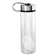 aerial view a clear metal lanyard lid 24 oz recycled bottle with floating infuser, image 1 of 2