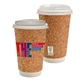 aerial view a cork pattern design 16 oz full color cork paper cup with lid, image 1 of 2