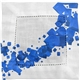 aerial view a blue floating cubes fabric napkin, image 1 of 2